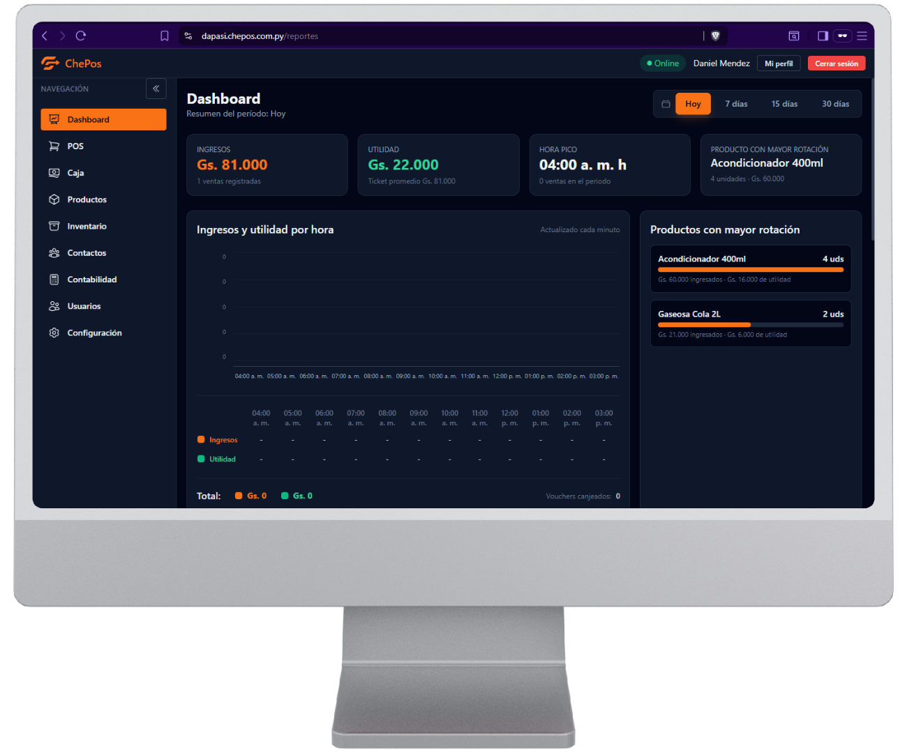 ChePos Dashboard en Computadora